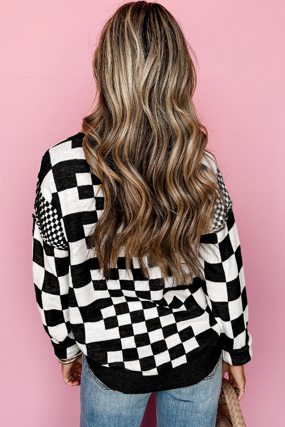 Cozy Checkered Knit Sweater