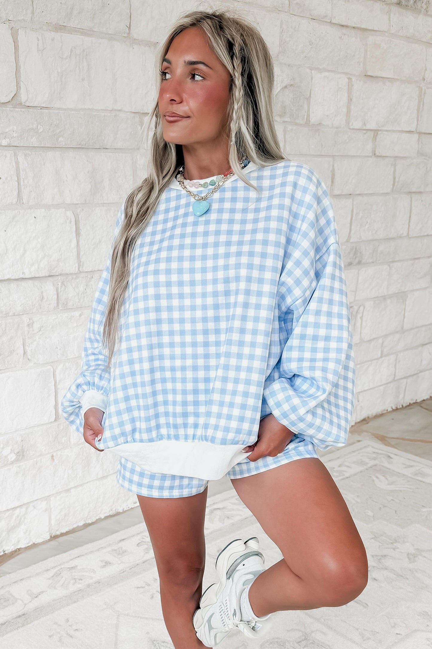 Weekend Gingham Pullover & Shorts Set