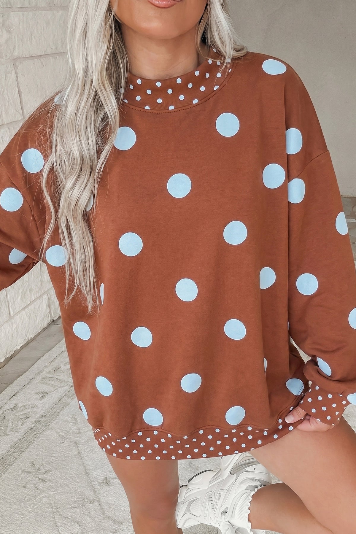Merry & Bright Polka Dot Oversized Tunic Sweatshirt