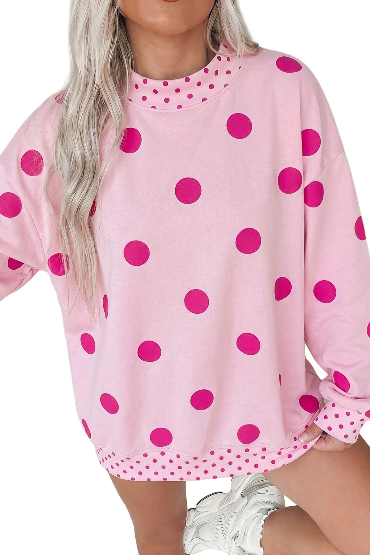 Merry & Bright Polka Dot Oversized Tunic Sweatshirt