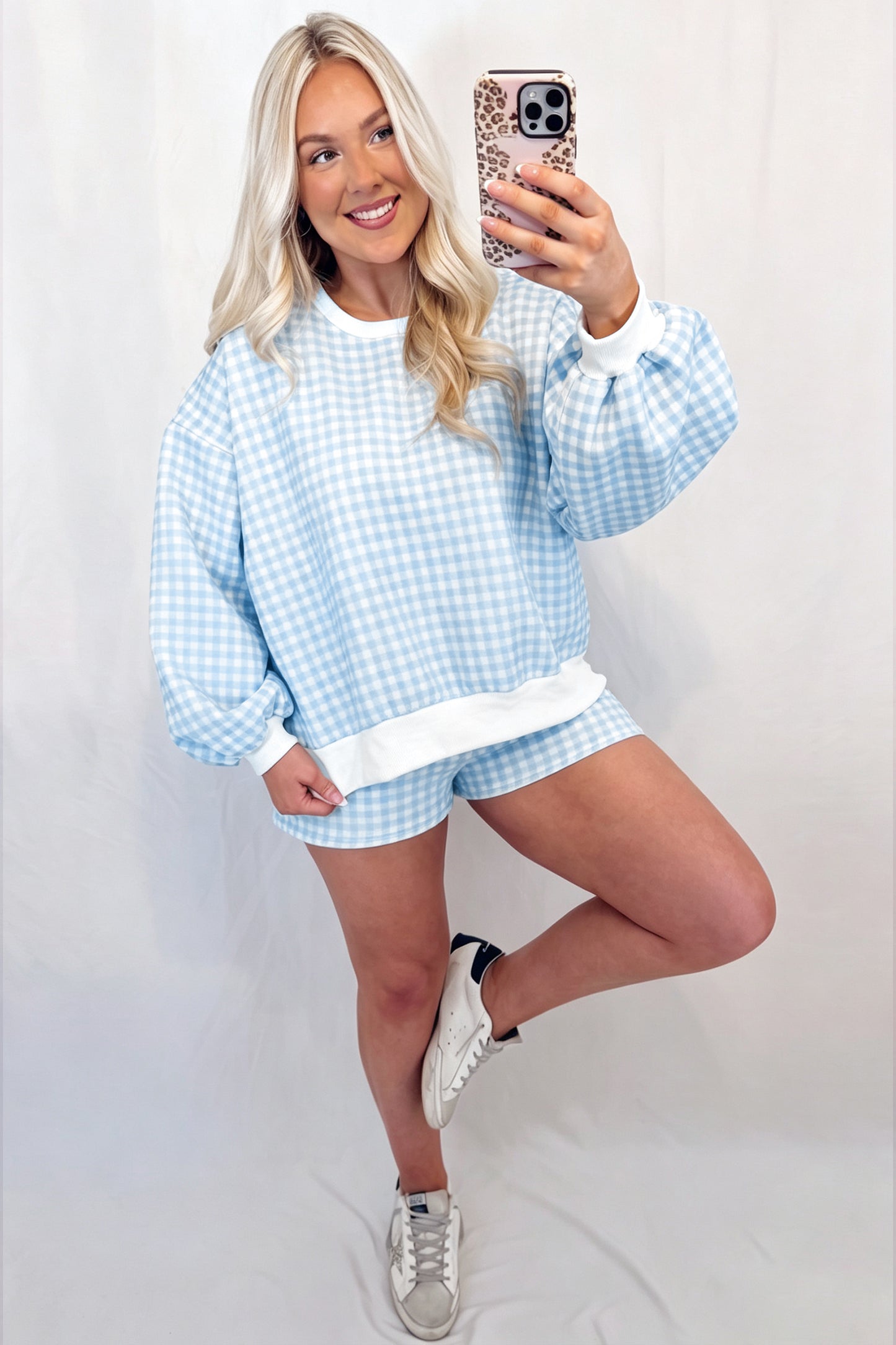 Weekend Gingham Pullover & Shorts Set