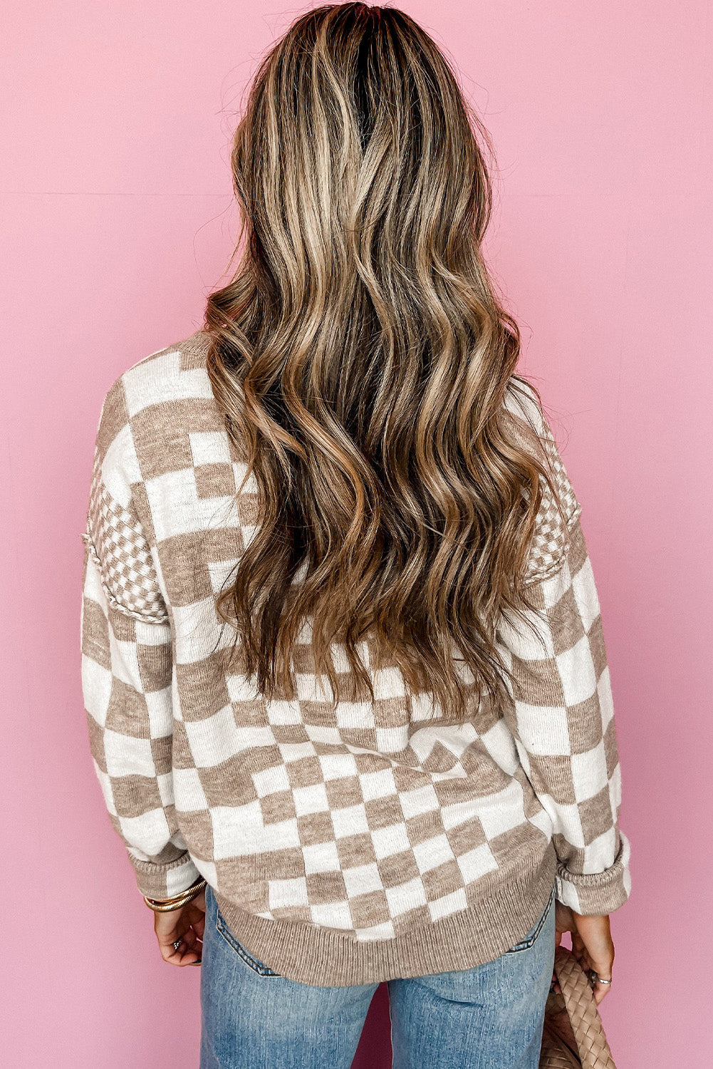 Cozy Checkered Knit Sweater