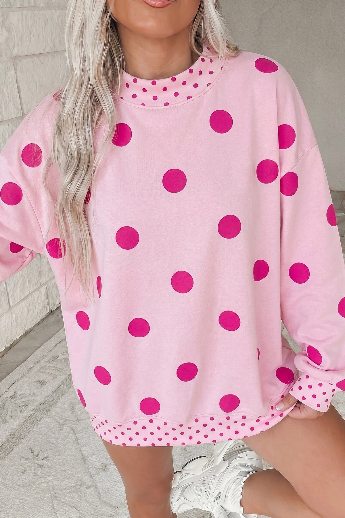 Merry & Bright Polka Dot Oversized Tunic Sweatshirt