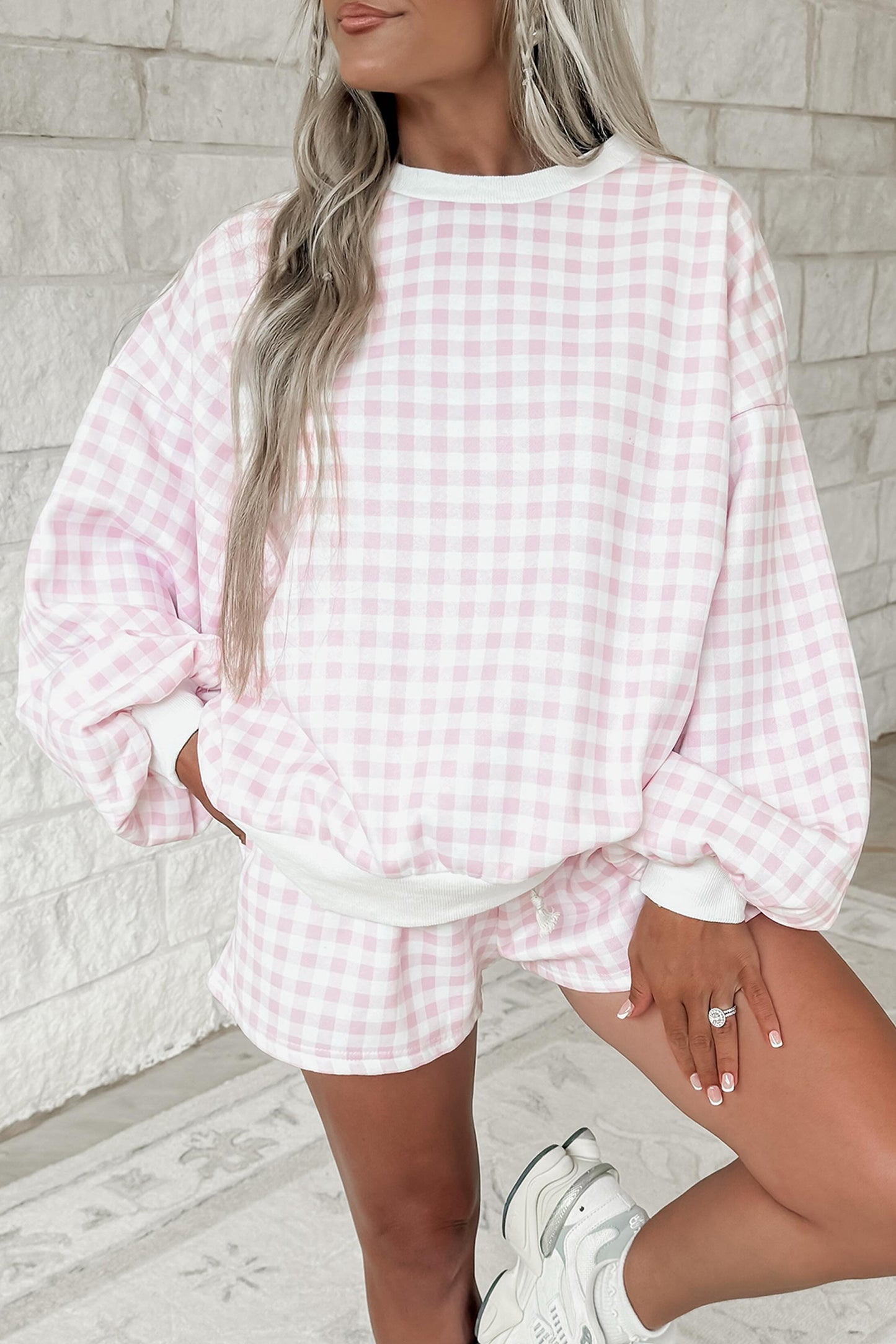 Weekend Gingham Pullover & Shorts Set