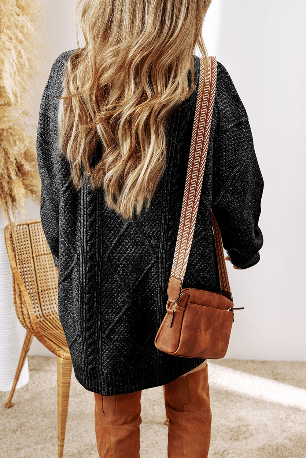 Cozy Cable Knit Sweater Dress