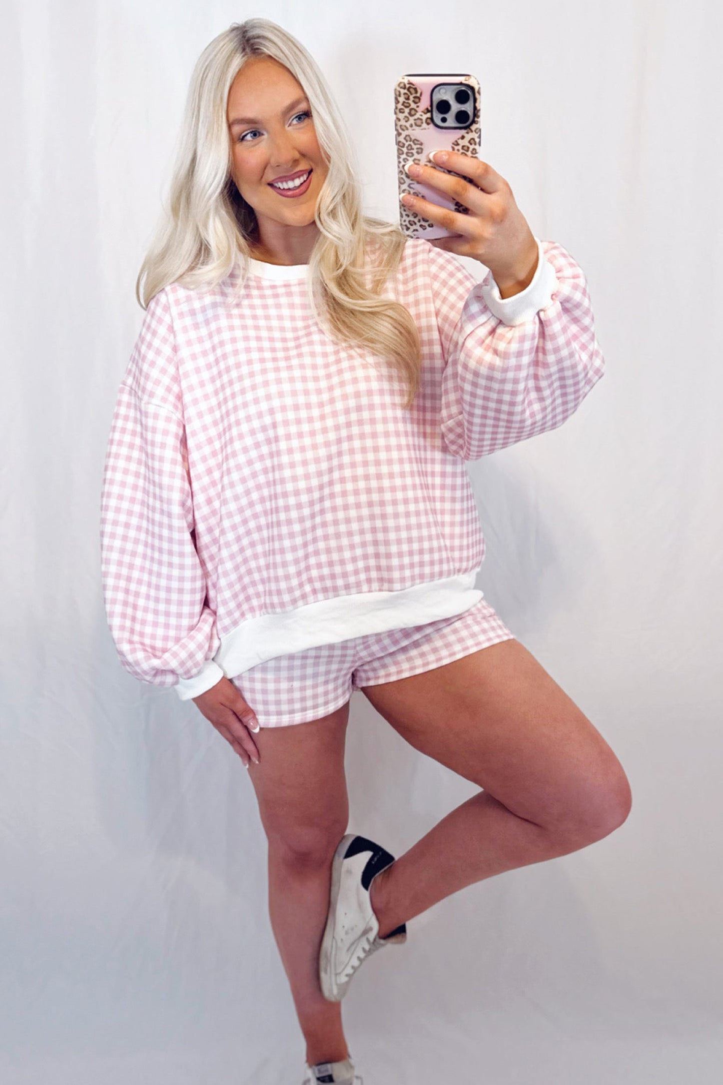 Weekend Gingham Pullover & Shorts Set