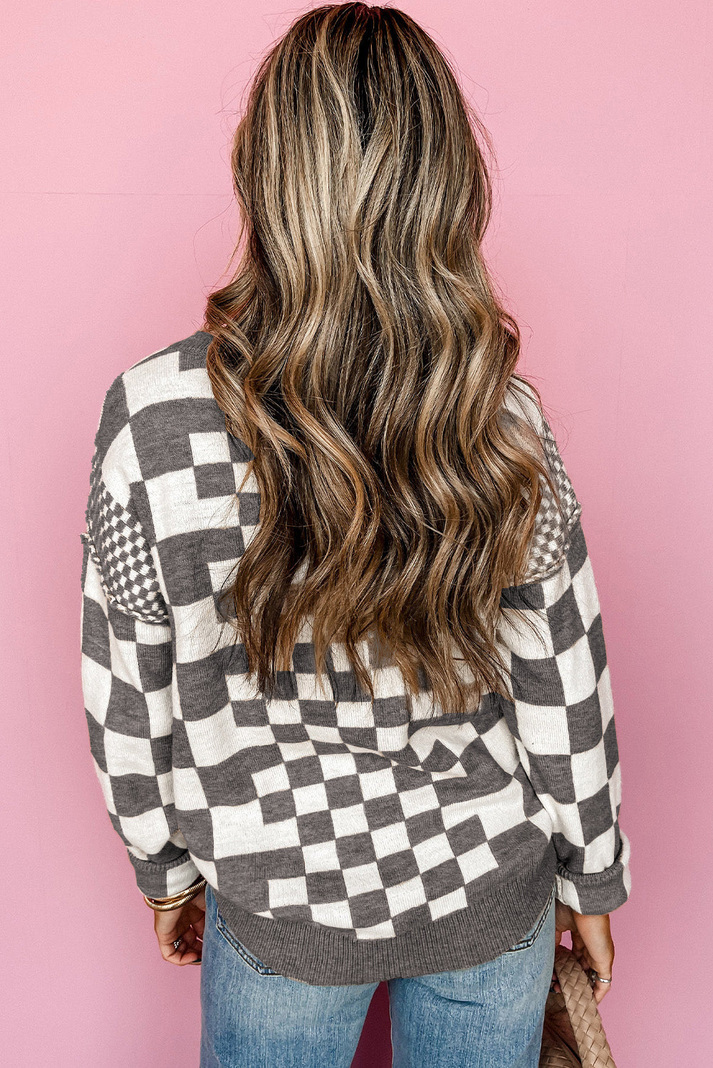 Cozy Checkered Knit Sweater
