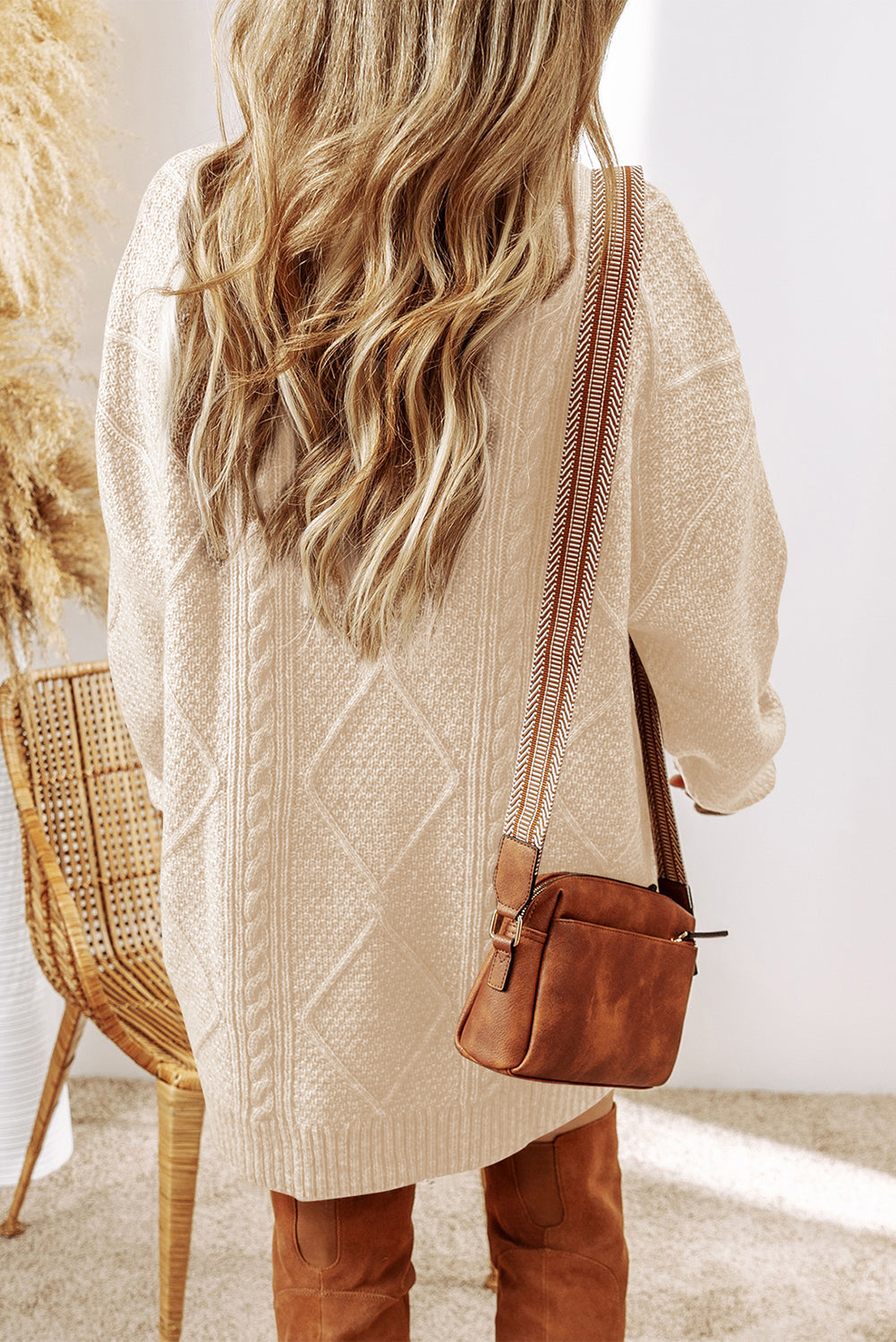 Cozy Cable Knit Sweater Dress