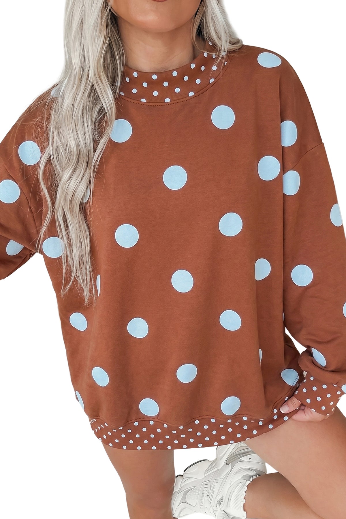 Merry & Bright Polka Dot Oversized Tunic Sweatshirt