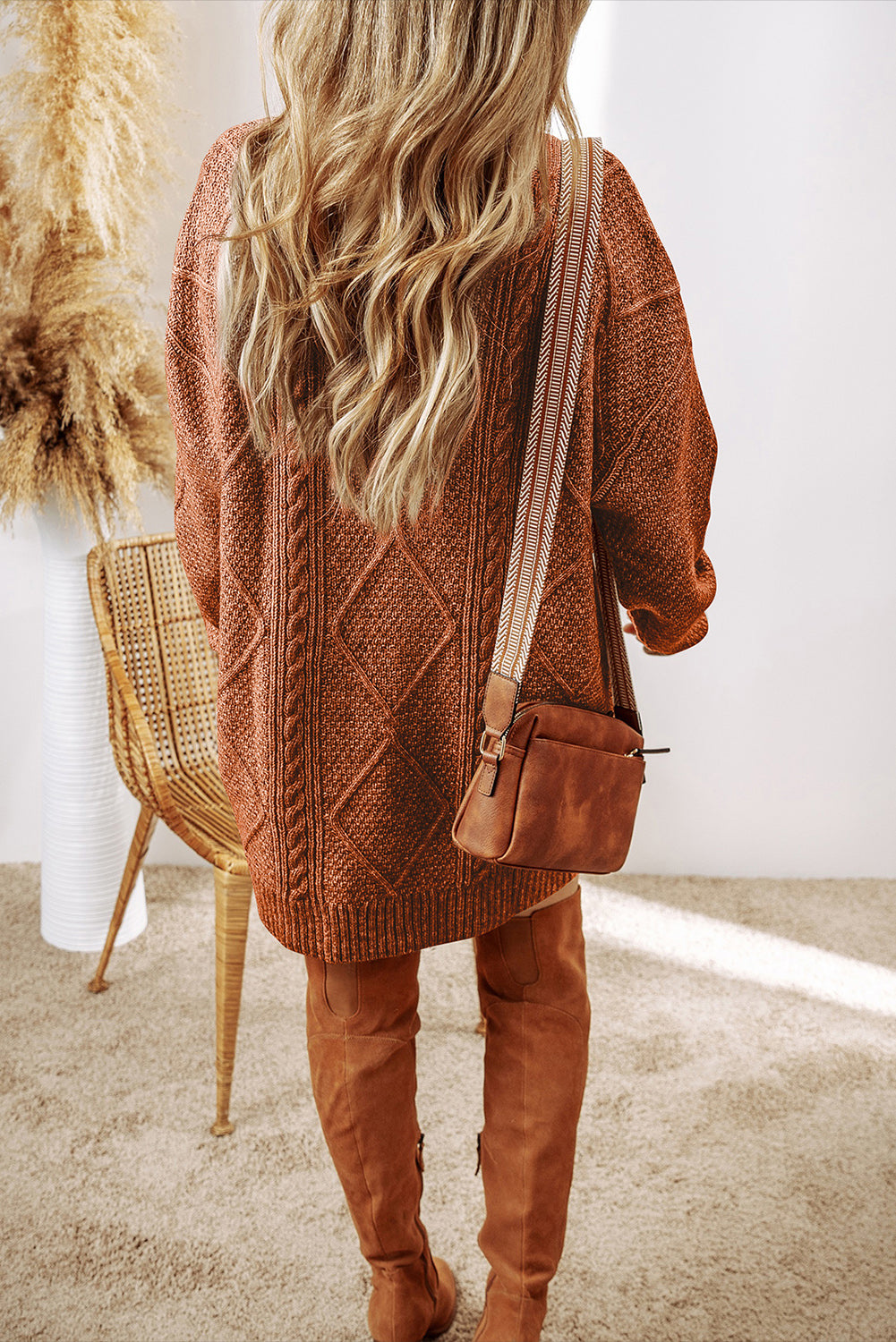 Cozy Cable Knit Sweater Dress
