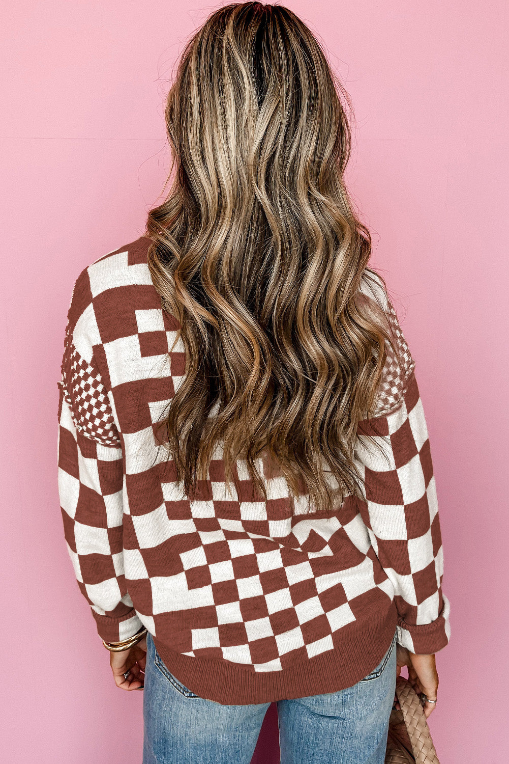 Cozy Checkered Knit Sweater