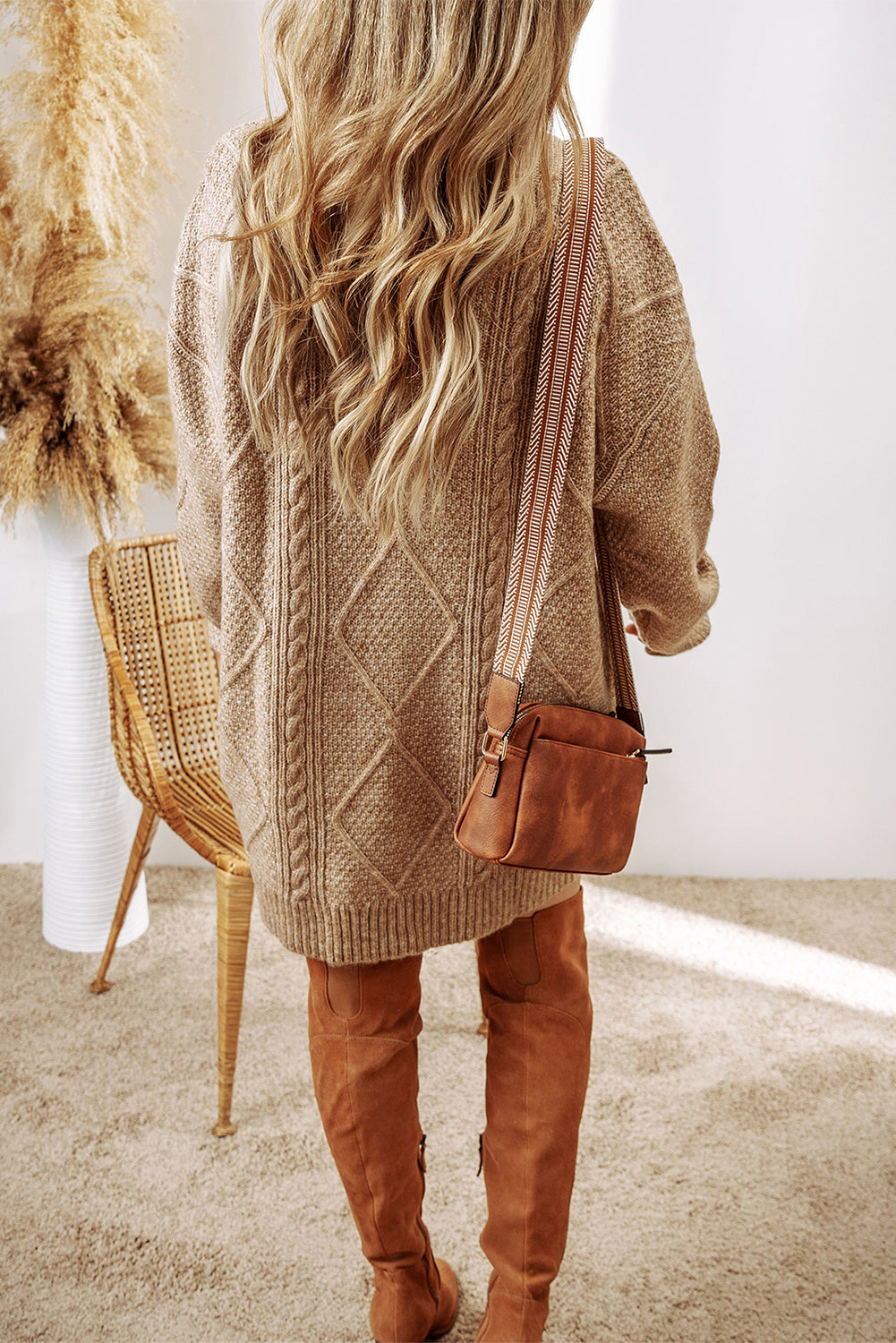 Cozy Cable Knit Sweater Dress